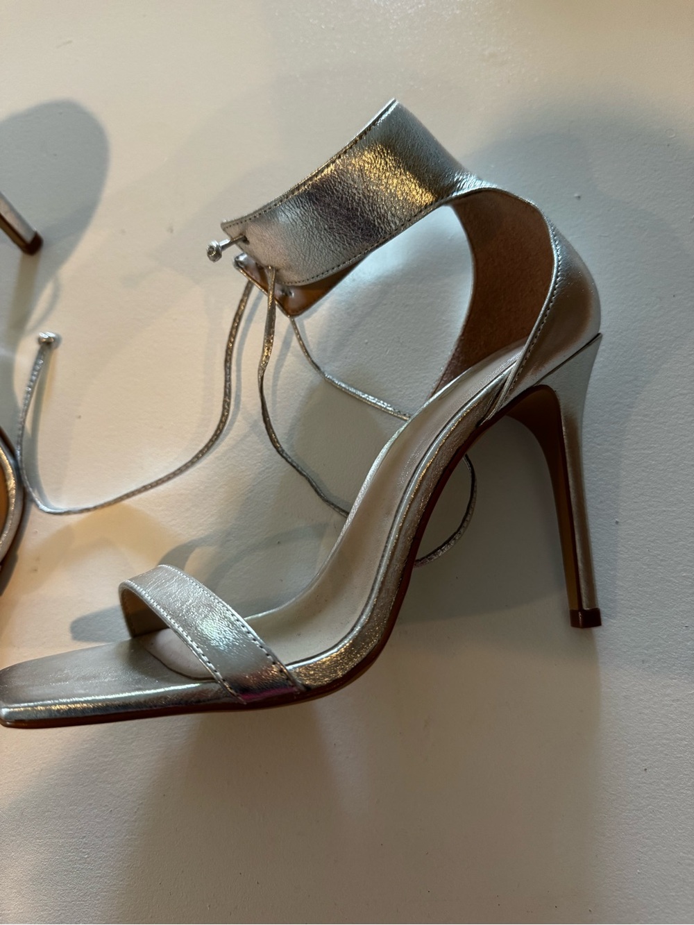 Aldo Women’s Metallic Silver Lace-Up Heeled Sandals
